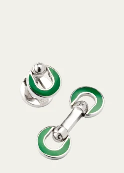 Jan LeslieMen's Horseshoe Enamel Flip Cufflinks