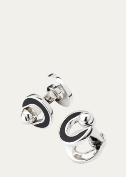 Jan LeslieMen's Horseshoe Enamel Flip Cufflinks