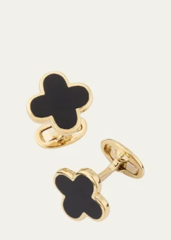 Jan LeslieMen's 18K Gold Vermeil Black Onyx Clover Cufflinks