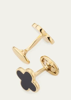 Jan LeslieMen's 18K Gold Vermeil Black Onyx Clover Cufflinks