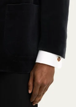 Jan LeslieMen's 18K Gold Vermeil Red Tigers Eye Clover Cufflinks