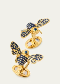 Jan LeslieMen's 18K Gold Vermeil and Enamel Bee Cufflinks