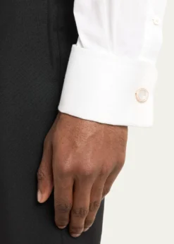 Jan LeslieMen's 18K Rose Gold Mother Of Pearl and Diamond Cufflinks