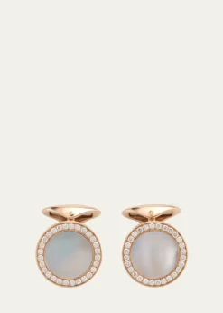 Jan LeslieMen's 18K Rose Gold Mother Of Pearl and Diamond Cufflinks