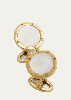 Jan LeslieMen's 18K Yellow Gold Round Gemstone Cufflinks