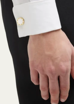 Jan LeslieMen's 18K Yellow Gold Round Gemstone Cufflinks