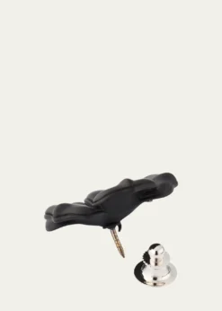 Jan LeslieMen's Matte Black Flower Lapel Pin