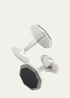 Jan LeslieMen's 925 Octagon Onyx Cufflinks