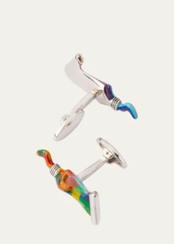 Jan LeslieMen's Paint Tube Stripe and Splatter Sterling Silver Cufflinks