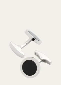 Jan LeslieMen's Round Black Onyx Cufflinks