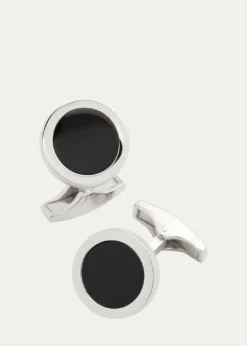 Jan LeslieMen's Round Black Onyx Cufflinks