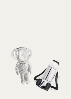 Jan LeslieMen's Shuttle & Astronaut Sterling Silver/Gemstone Cufflinks