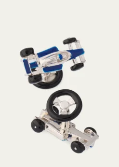 Jan LeslieMen's Sterling Silver Enamel Race Car Cufflinks