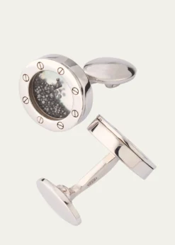 Jan LeslieMen's Sterling Silver Mother-Of-Pearl Cufflinks with Black Diamonds
