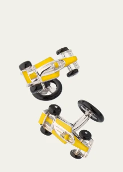 Jan LeslieMen's Sterling Silver Enamel Race Car Cufflinks