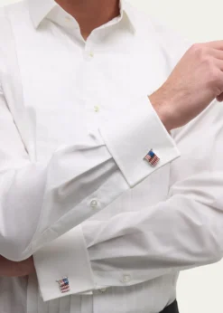 Jan LeslieMen's Sterling Silver Enamel American Flag Cufflinks