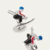Jan LeslieMen's Sterling Silver Enamel Moving Skier Cufflinks