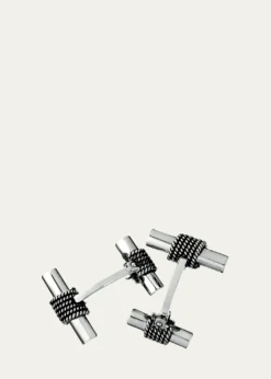 Jan LeslieMen's Sterling Silver Rope Tube Cufflinks