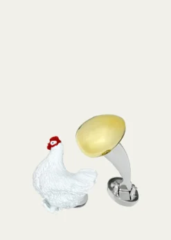 Jan LeslieMen's The Chicken & The Egg Sterling Silver Cufflinks