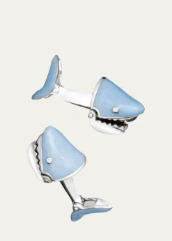 Jan LeslieMovable Shark Face Cuff Links