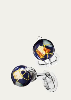 Jan LeslieSpinning Lapis Inlay Globe Cuff Links