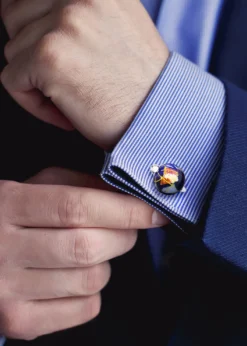 Jan LeslieSpinning Lapis Inlay Globe Cuff Links