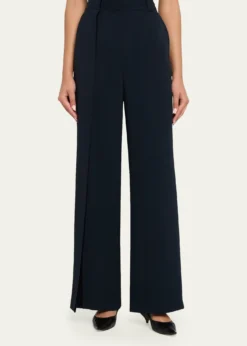 Jason Wu CollectionAsymmetric Pleat Straight-Leg Cady Trousers