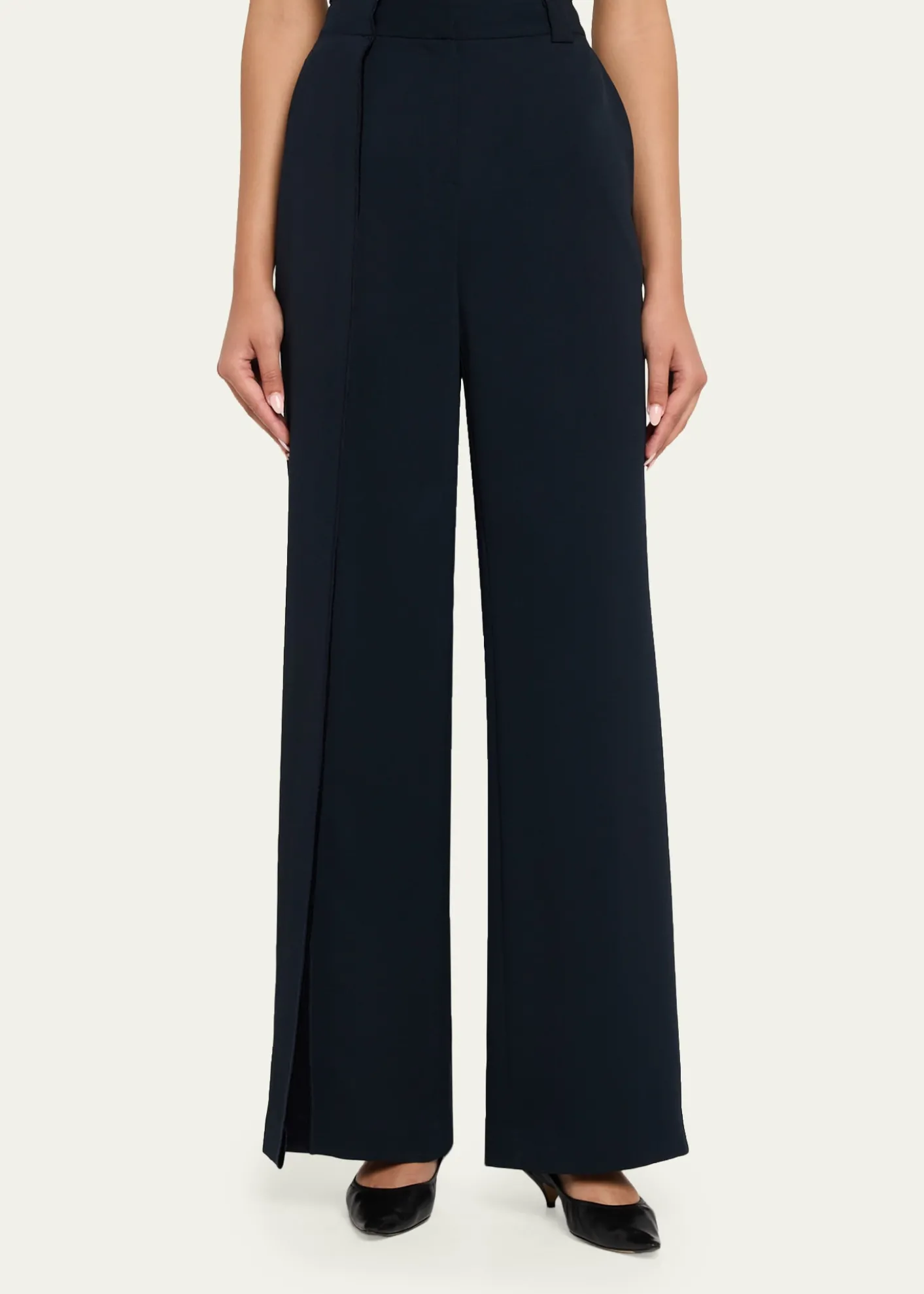 Jason Wu CollectionAsymmetric Pleat Straight-Leg Cady Trousers