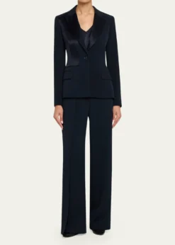 Jason Wu CollectionAsymmetric Pleat Straight-Leg Cady Trousers