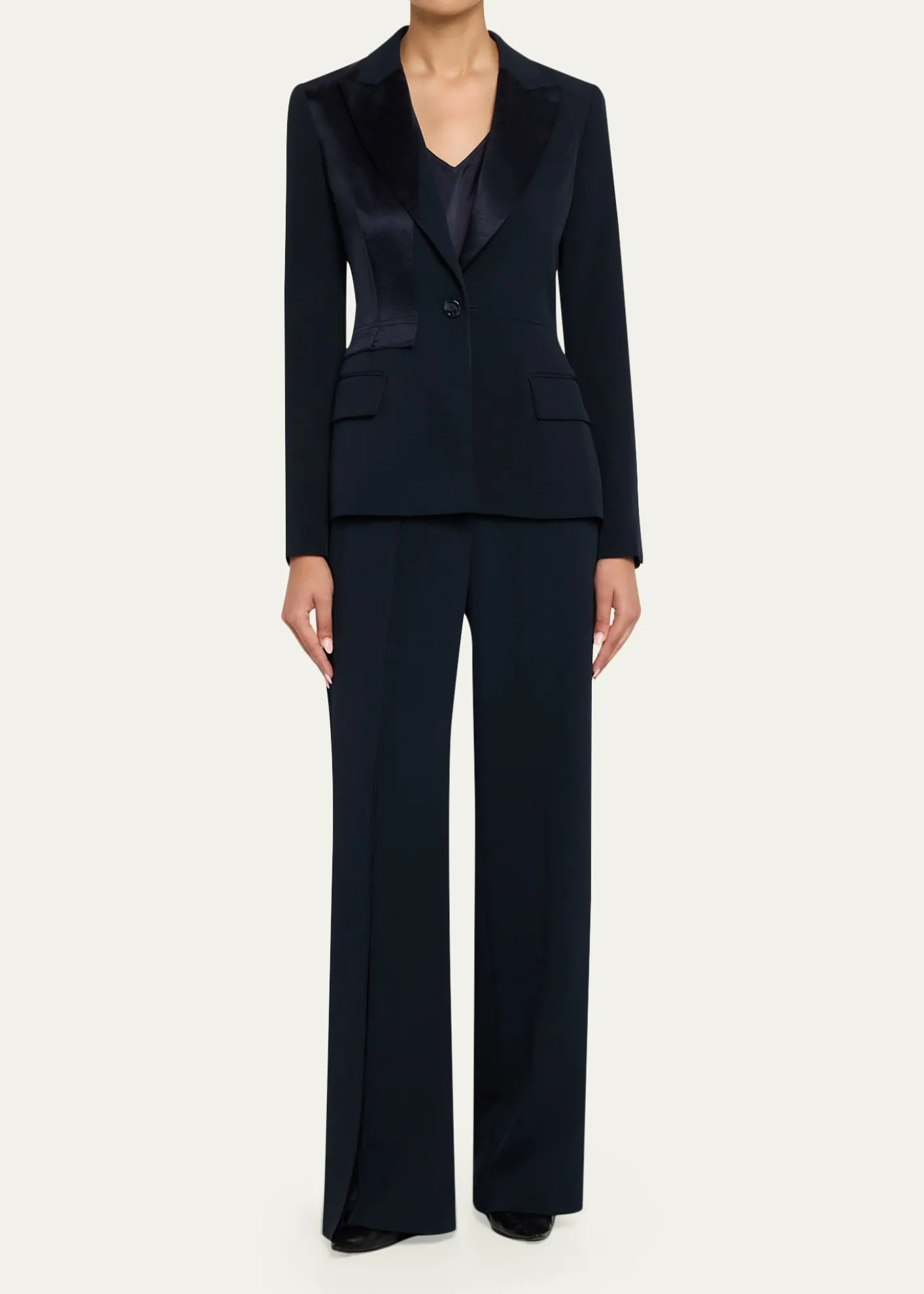 Jason Wu CollectionAsymmetric Pleat Straight-Leg Cady Trousers