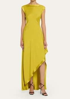Jason Wu CollectionHigh-Neck Washed Twill Asymmetric Dress