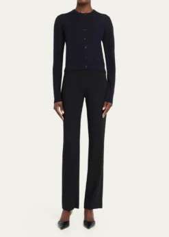 Jason Wu CollectionMerino Wool Crewneck Cardigan With Satin Panel