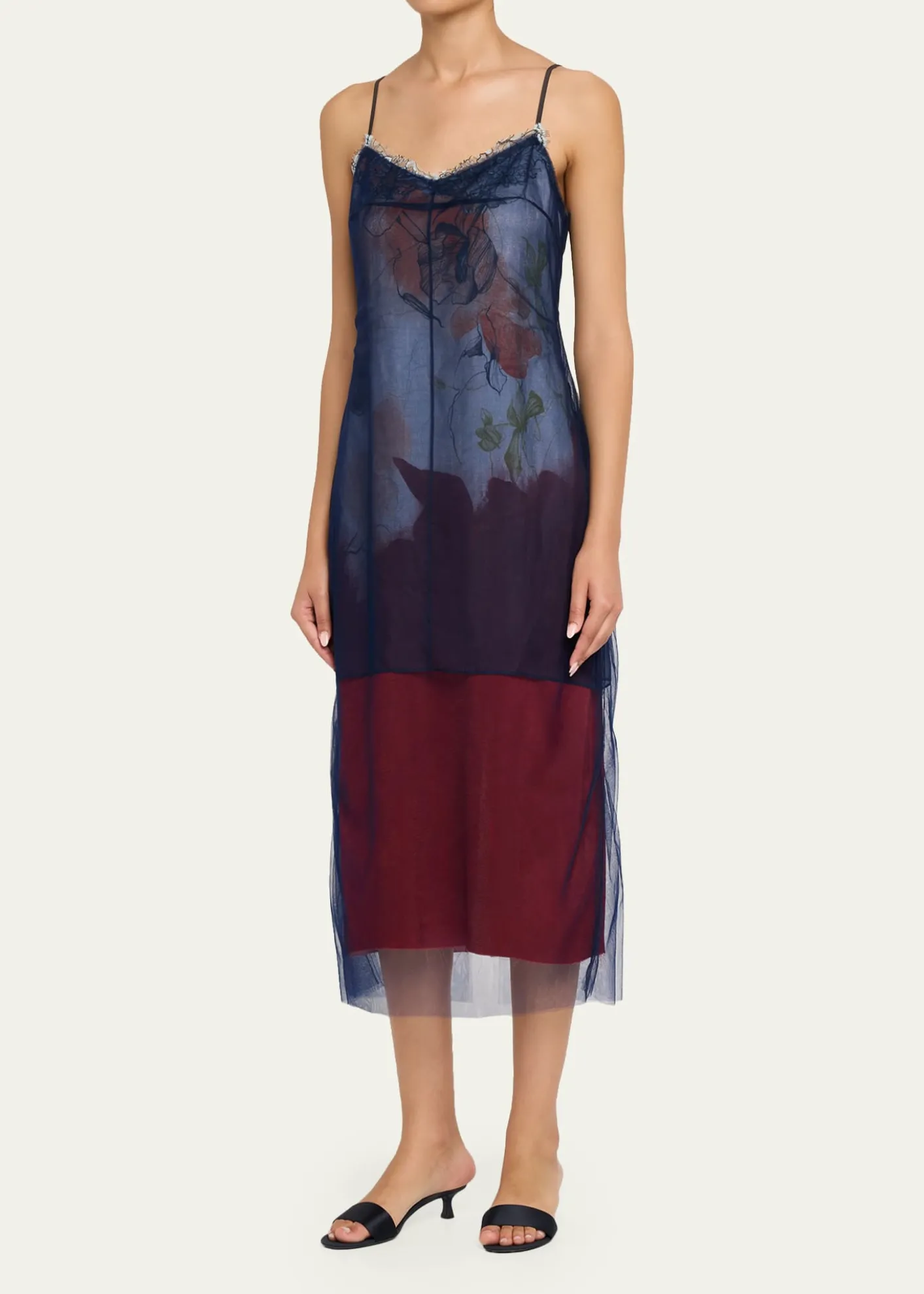 Jason Wu CollectionShadow Floral Layered Midi Dress