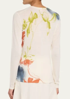 Jason Wu CollectionShadow Floral Merino Wool Crewneck Sweater