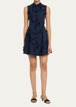 Jason Wu CollectionSleeveless Fringed Cotton Fil Coupe Mini Shirtdress