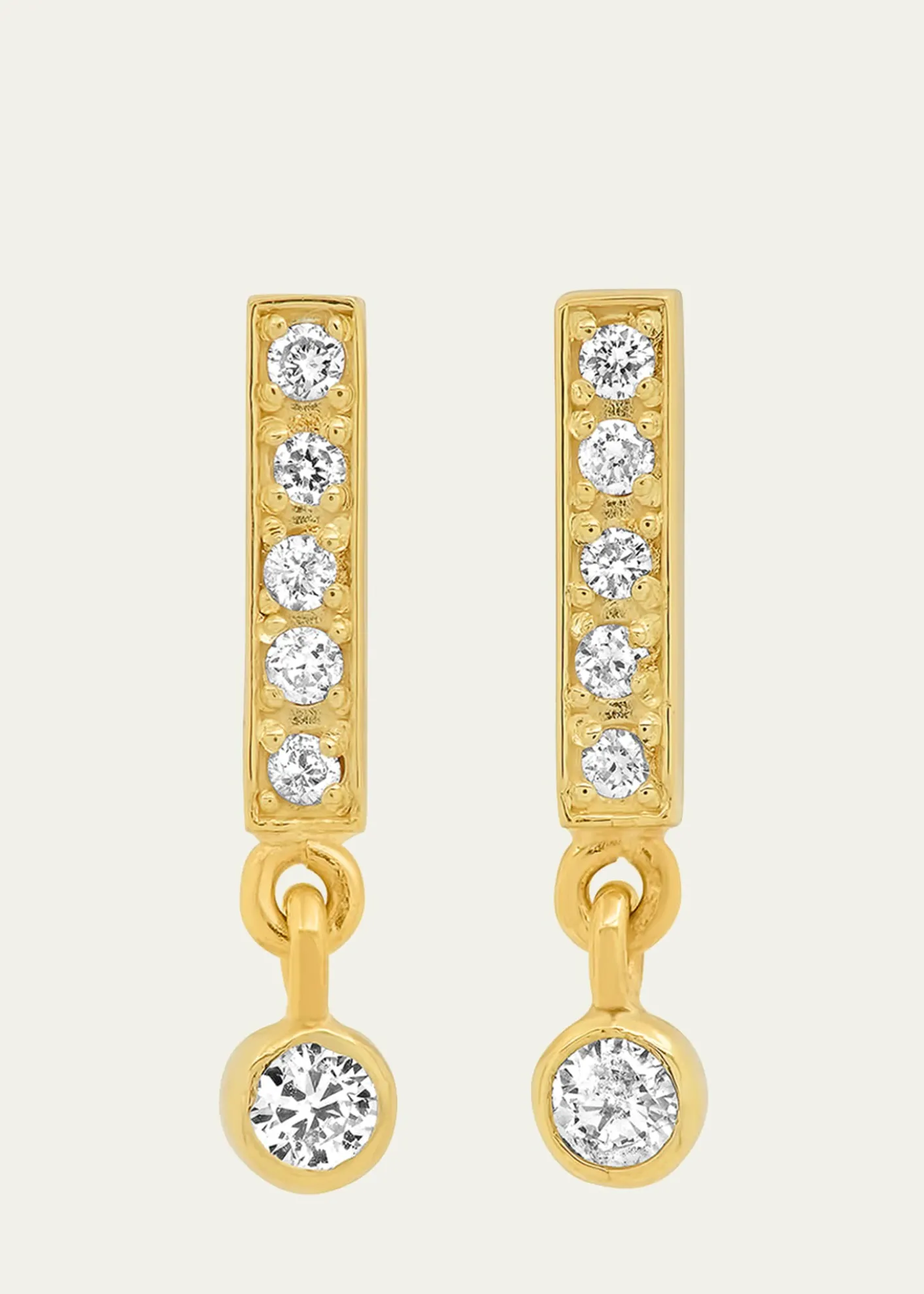 Jennifer MeyerDiamond Bar Stud Mini Bezel Drop Earrings