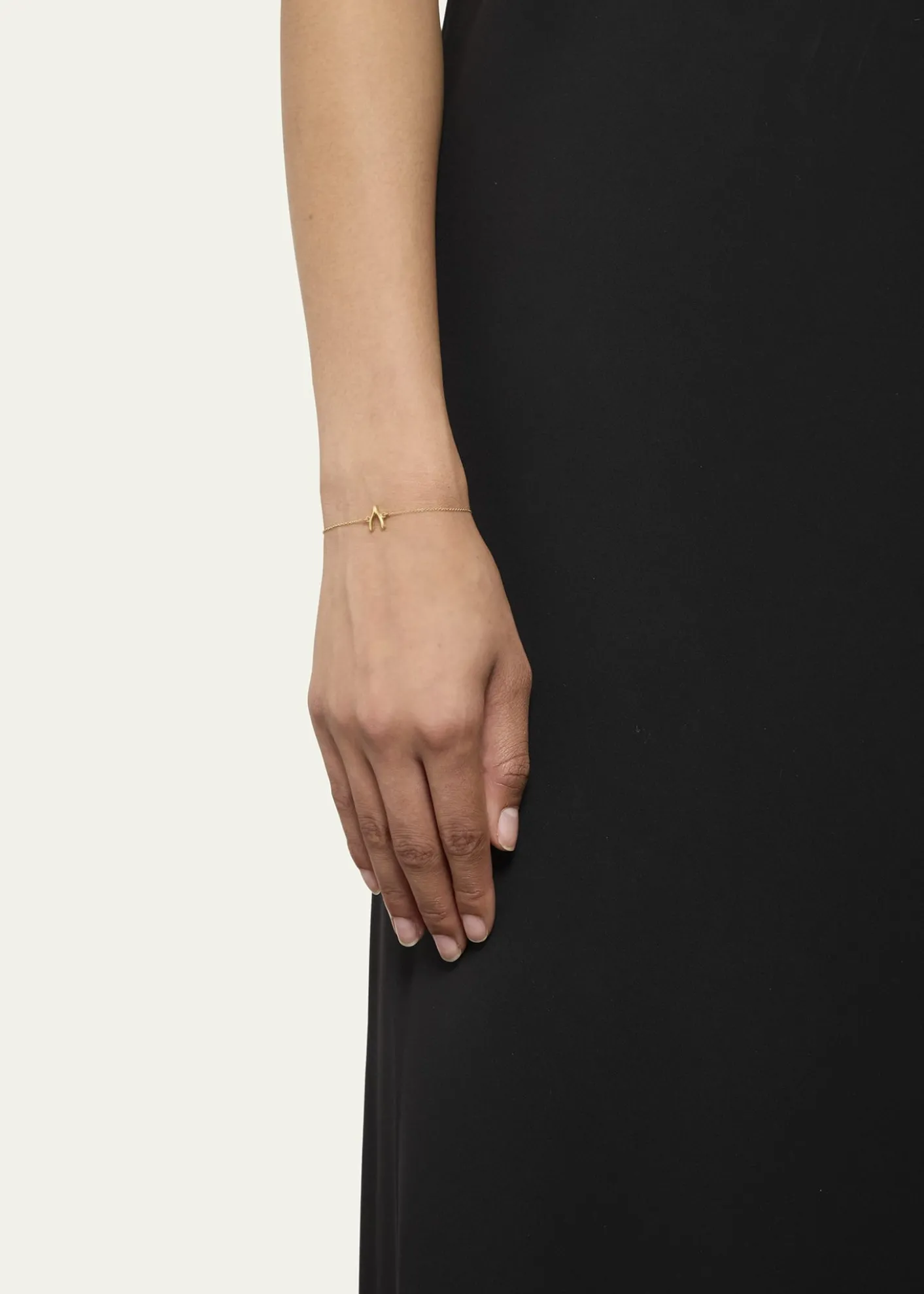 Jennifer Meyer18k Gold Mini Wishbone Chain Bracelet on a 14k Chain