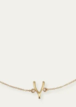 Jennifer Meyer18k Gold Mini Wishbone Chain Bracelet on a 14k Chain