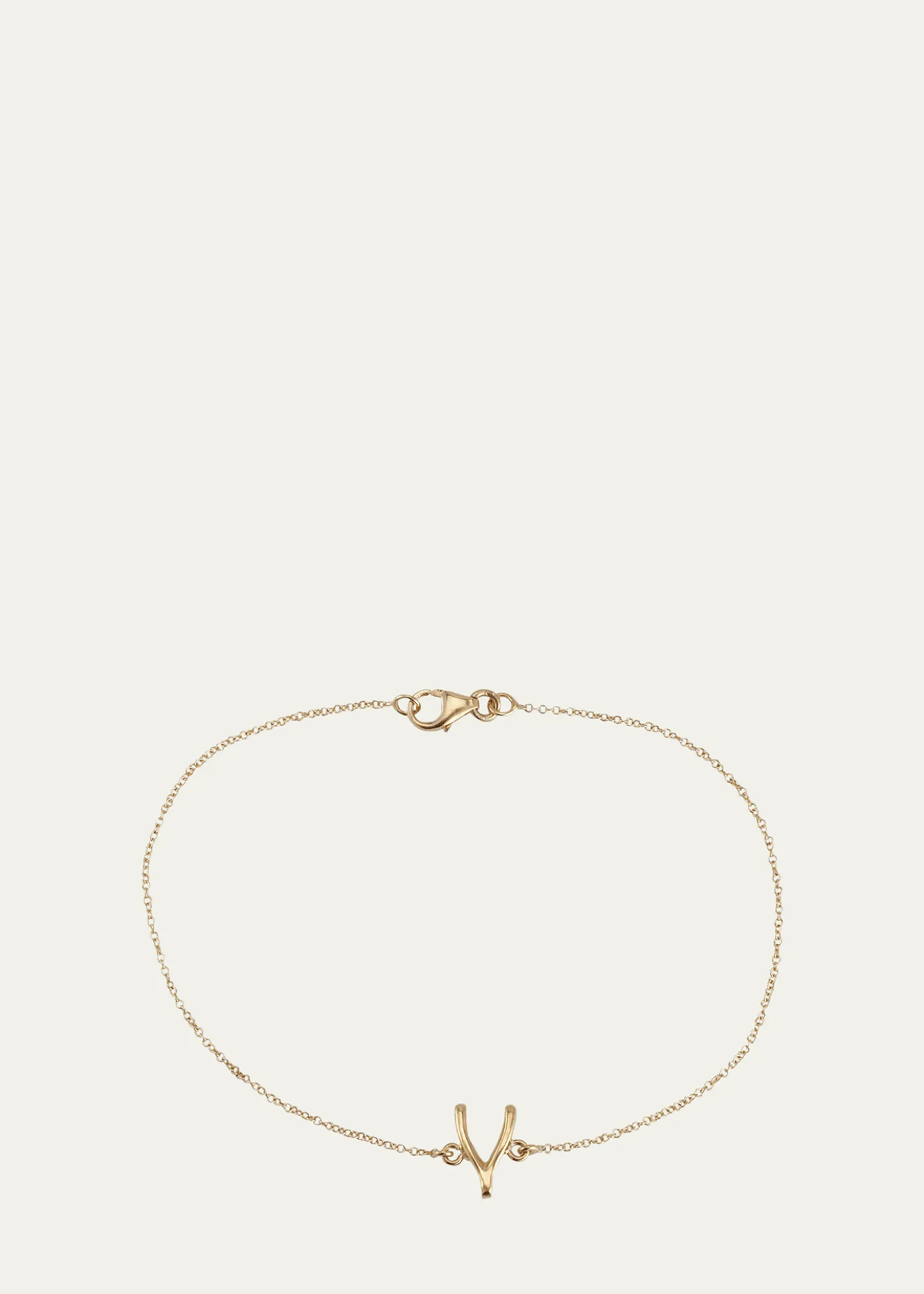 Jennifer Meyer18k Gold Mini Wishbone Chain Bracelet on a 14k Chain