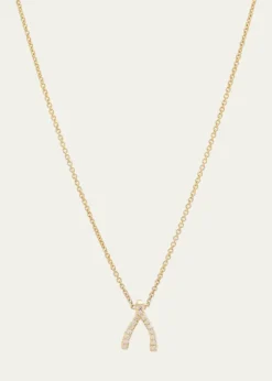 Jennifer MeyerDiamond Mini Wishbone Necklace 18K Yellow Gold