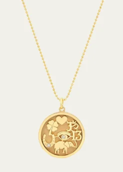 Jennifer Meyer18k Good Luck Pendant Necklace with Diamonds