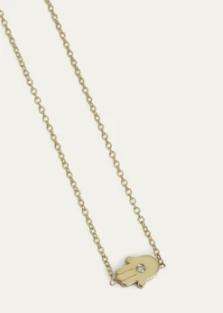 Jennifer Meyer18k Mini Hamsa Necklace with Diamond Accent
