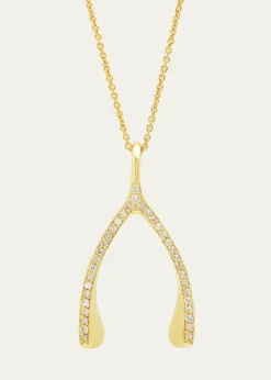 Jennifer Meyer18k Yellow Gold Diamond Wishbone Necklace