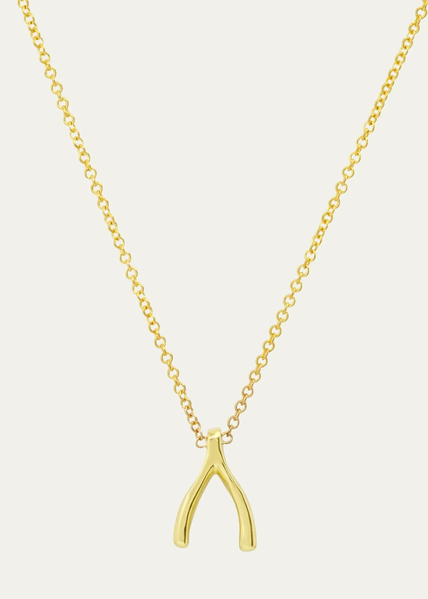 Jennifer Meyer18k Yellow Gold Mini Wishbone Pendant Necklace on 14k Chain