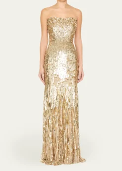 Jenny PackhamKimi Strapless Textured Sequin Gown