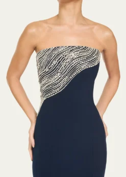 Jenny PackhamSoyala Wave Beaded Strapless Gown