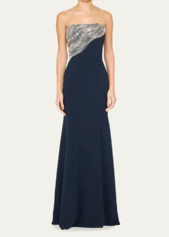 Jenny PackhamSoyala Wave Beaded Strapless Gown