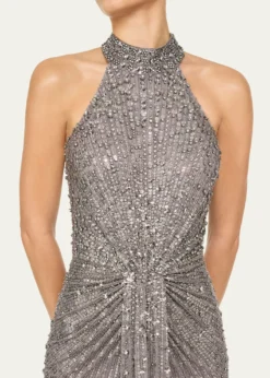 Jenny PackhamWhisper Beaded Halter Gown