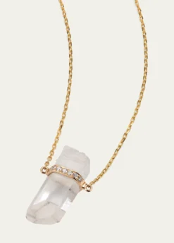 JIA JIA14k Yellow Gold Crystal Quartz and Diamond Bar Necklace