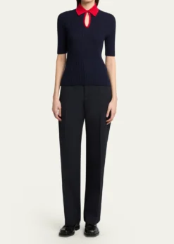 Jil SanderShort-Sleeve Button-Keyhole Polo Shirt